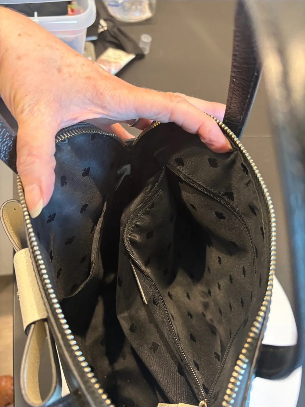 kate spade Black Satchel with Cream Bow Accent